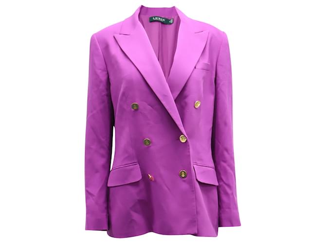 Blazer à boutonnage doublé Lauren Ralph Lauren en polyester violet  ref.686518