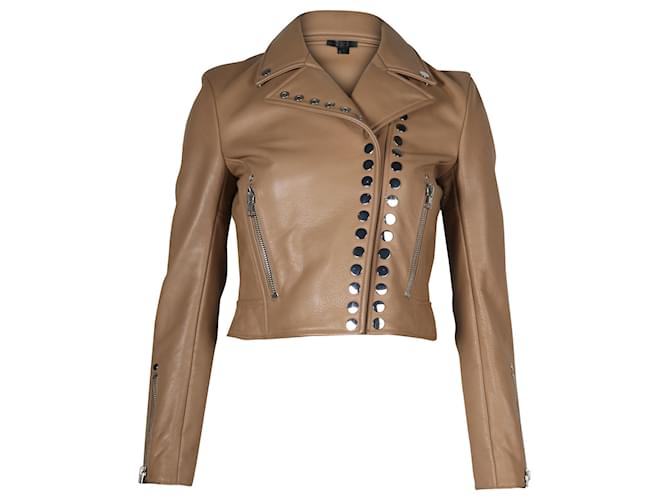Alexander Wang Studded Biker Jacket in Sand Brown Cow Leather  ref.686671