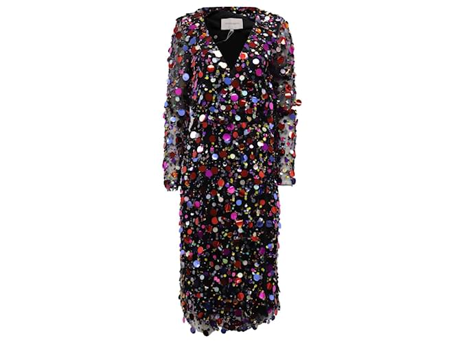 Carolina Herrera Sequin-Embellished Midi Dress in Black Polyamide Nylon  ref.686687