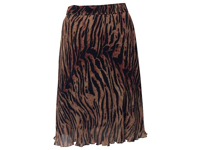 Ganni Pleated Georgette Skirt in Animal Print Polyester  ref.686688