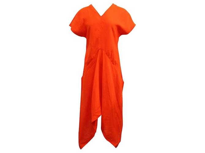 Autre Marque Orange Linen Asymmetrical Dress  ref.686702