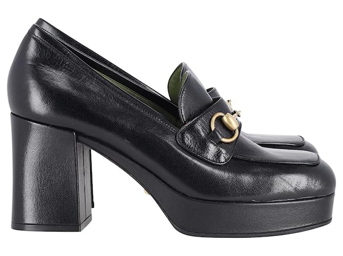 Gucci Horsebit-Detailed Platform Loafers In Black Leather  ref.686710