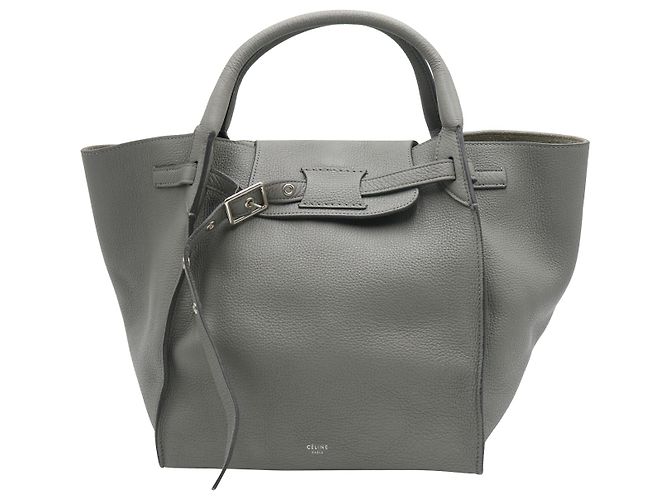Céline Celine Big Bag em couro de bezerro cinza Couro