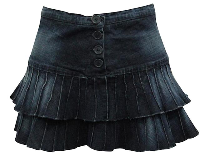Bcbg Max Azria Denim Frill Mini Skirt Cotton  ref.686731