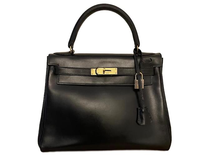 Hermès Kelly bag 28 Black Box Leather  ref.686749