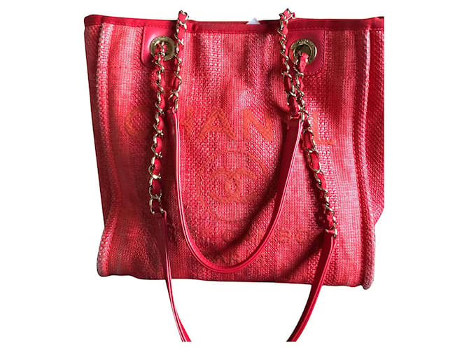 Cambon Shopping chanel small model Red Cloth  ref.686750