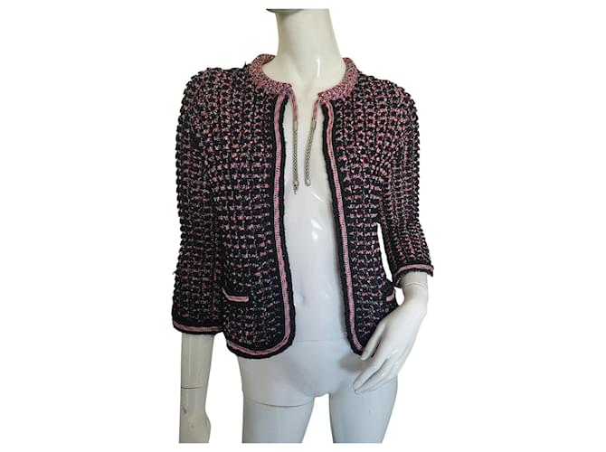 Giacca Chanel-Tweed Pink Mehrfarben  ref.686757