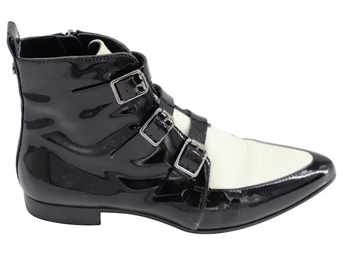 Jimmy Choo Marlin Ankle Boots in Black-White Leather  ref.686854