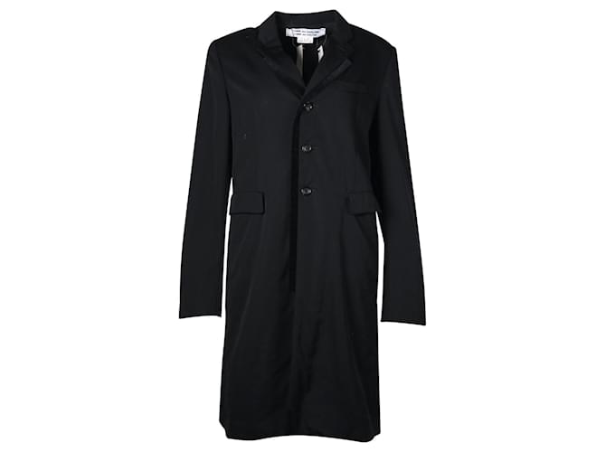 Comme Des Garcons Long Black Wool Jacket with Velvet Trim  ref.686861
