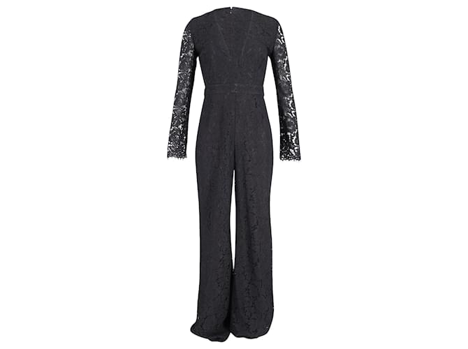 Diane Von Furstenberg Kyara Lace Jump Suit in Black Cotton  ref.686897