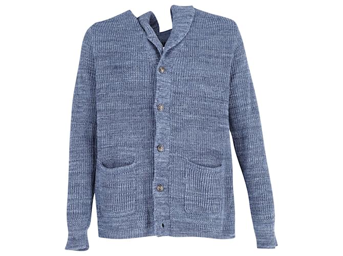 Cardigan lavorato a maglia Polo Ralph Lauren in cotone blu  ref.686909
