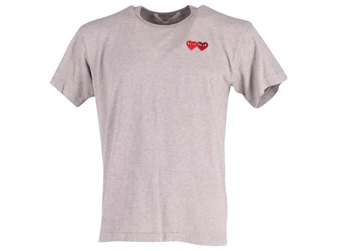 Comme Des Garcons T-shirt Comme Des Garçons foderata con applicazioni a cuore in cotone grigio  ref.686922