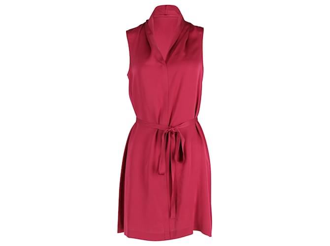 Theory Belted Sleeveless Dress in Red Silk  ref.686927