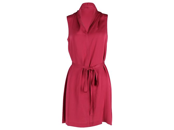 Vestido sem mangas com cinto Theory em seda vermelha Vermelho