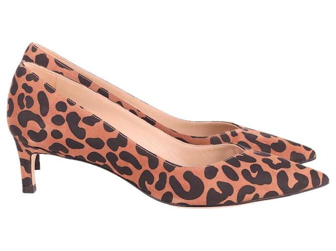Stuart Weitzman Anny 50 Sapatos com estampa de leopardo em couro marrom  ref.687000