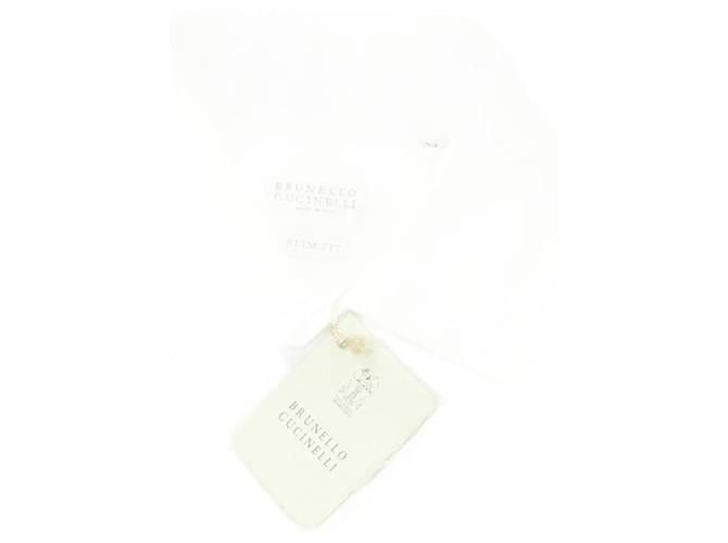 Brunello Cucinelli Tuxedo Shirt in White Cotton  ref.687002