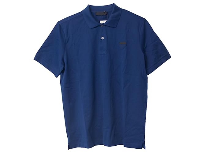 Camisa Polo Prada Piqué em Algodão Azul Marinho  ref.687015