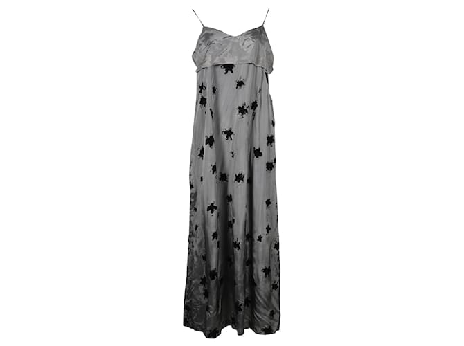 Comme Des Garcons Grey with Black Velvet Flower Maxi Dress Viscose Cellulose fibre  ref.687033