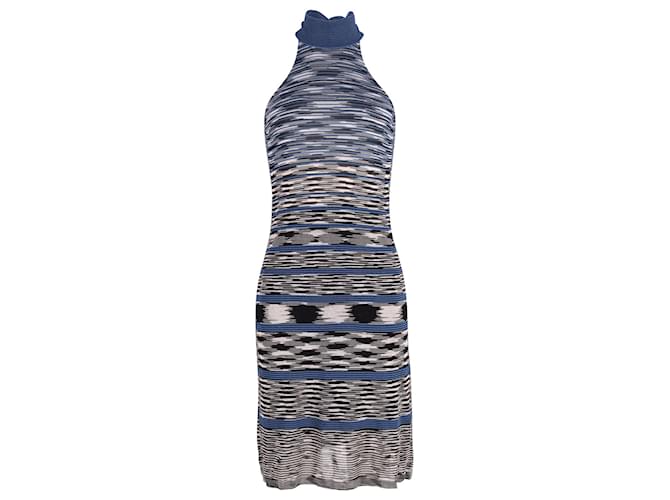 Missoni Printed Halter Dress in Blue Viscose Cellulose fibre  ref.687069