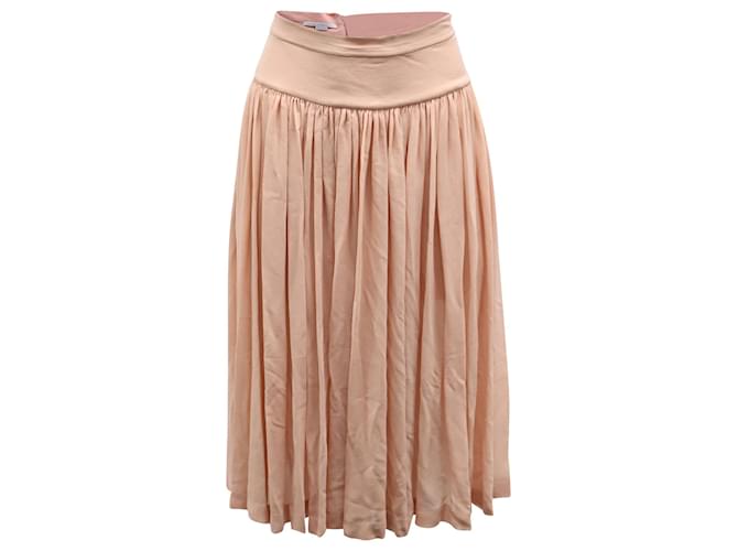 Stella Mc Cartney Stella McCartney Flared Midi Skirt in Pink Silk  ref.687140