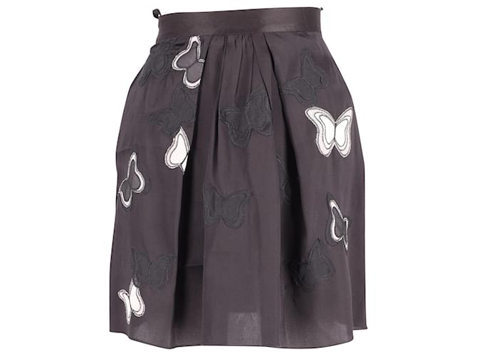Dolce & Gabbana Jupe avec Applique Papillon en Soie Noire  ref.687153