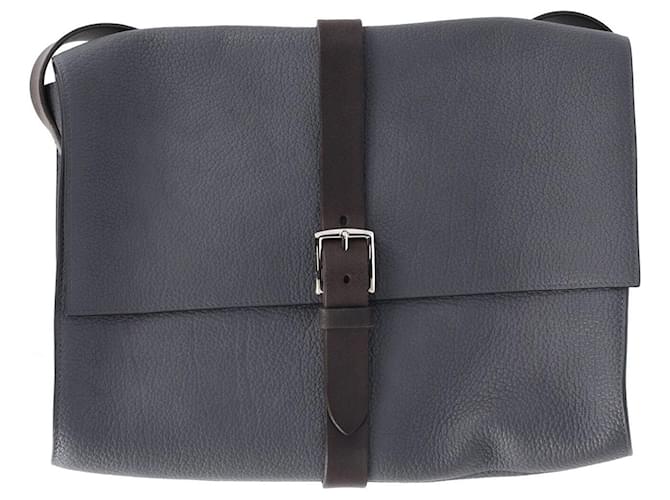 Hermès Etriviere Messenger Bag in Navy Blue Leather  ref.687173