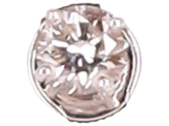 TIFFANY & CO. Puce d'oreille diamant unique en argent platine Métal Argenté Métallisé  ref.687253