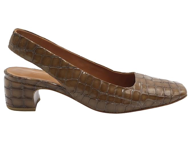 By Far Danielle Slingback Pumps in Brown Patent Leather  ref.687301