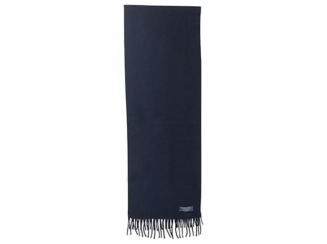 Autre Marque Ami Paris Echarpe Bords Franges en Laine Bleu Marine  ref.687321