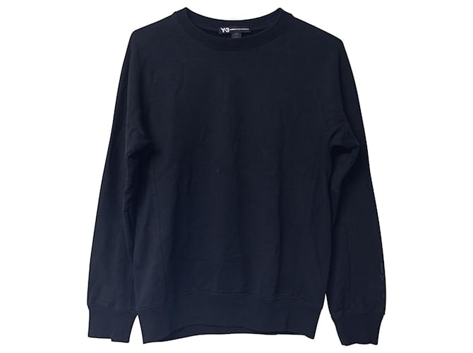Y3 Y-3 Rundhals-Sweatshirt aus schwarzer Baumwolle  ref.687323