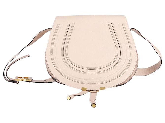 Chloé Marcie Medium Saddle Bag in Ivory Calfskin Leather White Cream Pony-style calfskin  ref.687326