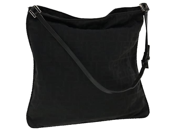 FENDI Zucca Canvas Shoulder Bag Black Auth rd3223  ref.687383