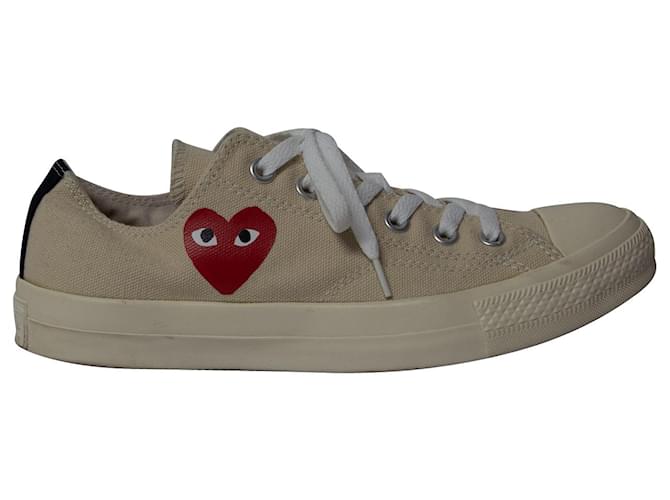 Comme Des Garcons Play x Converse Low Top Sneakers in Beige Canvas Cloth  ref.687403