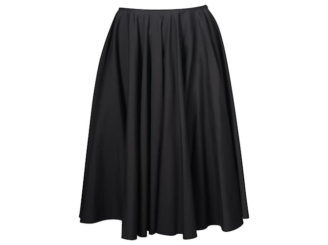 Prada Pleated Midi Skirt in Black Cotton  ref.687416