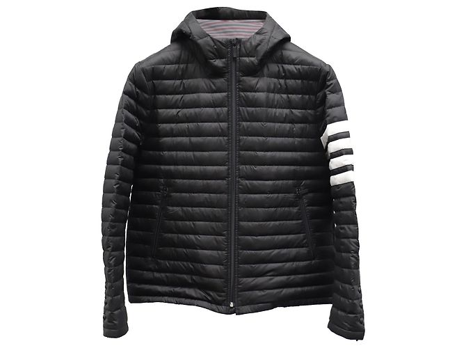 Thom Browne 4 Stripe Padded Jacket in Black Nylon