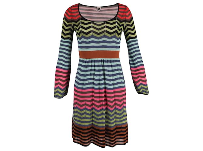 Missoni Chevron Knit Dress in Multicolor Cotton Multiple colors  ref.687442