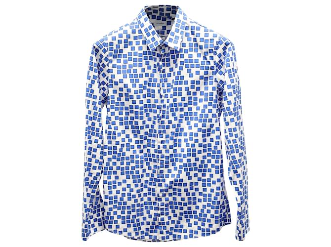 Jil Sander Printed Shirt in Blue Cotton  ref.687507
