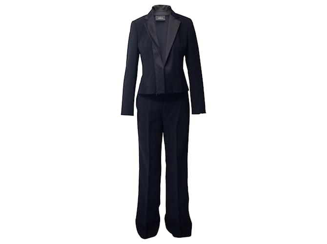 Akris High Low Blazer and Trouser Pants in Black Wool   ref.687525