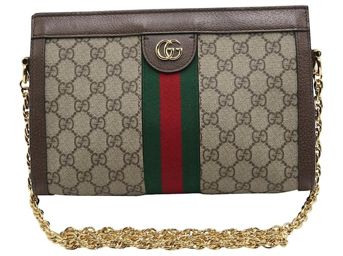 Gucci Ophidia Shoulder Bag GG Coated Canvas Mini Brown