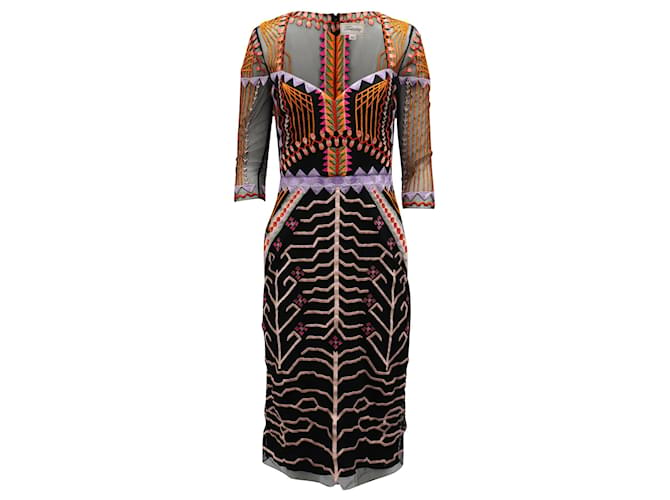 Temperley London Embroidered Quarter Sleeve Dress in Multicolor Nylon Multiple colors  ref.687535