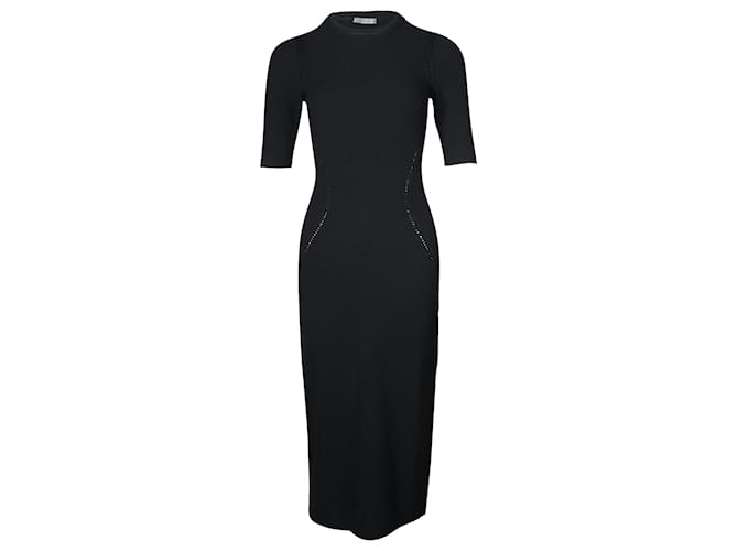 Victoria Beckham Perforated Side Bodycon Dress in Black Viscose Cellulose fibre  ref.687539