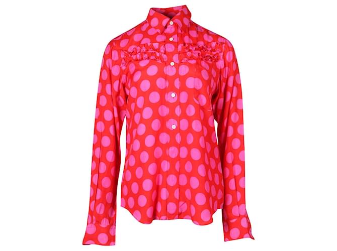 Comme Des Garcons Pink & Red Spotted Shirt Rayon Cellulose fibre  ref.687548