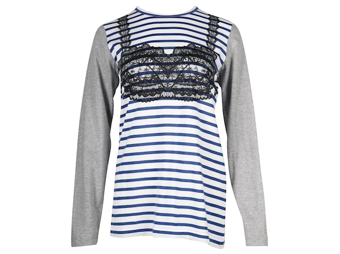 Comme Des Garcons Blue & Grey Striped Long Sleeved Top Cotton  ref.687565