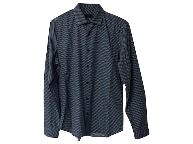 Camicia buttondown stampata Prada in cotone grigio  ref.687575