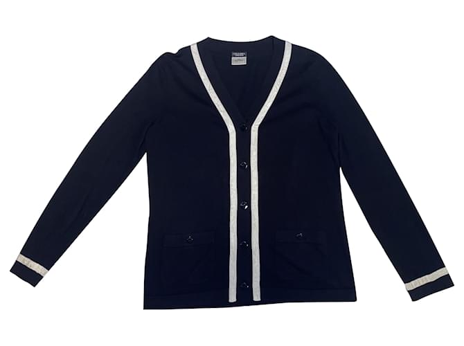 Cambon Chanel Manteaux, Vêtements d'extérieur Coton Bleu Marine  ref.687961