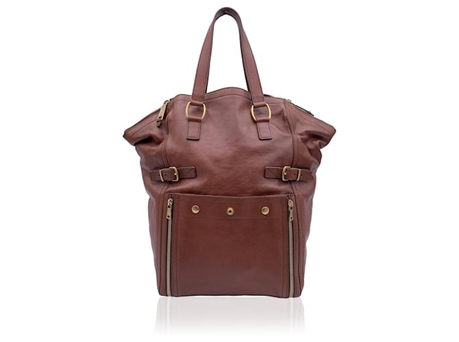 Yves Saint Laurent Brown Leather Downtown Tote Shoulder Bag  ref.687965