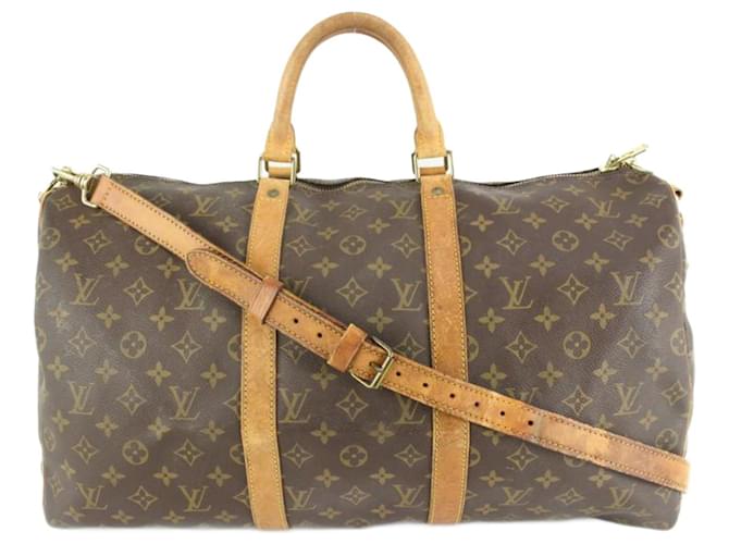 Louis Vuitton Monogram Keepall Bandouliere 50 Duffle with Strap Leather  ref.688234