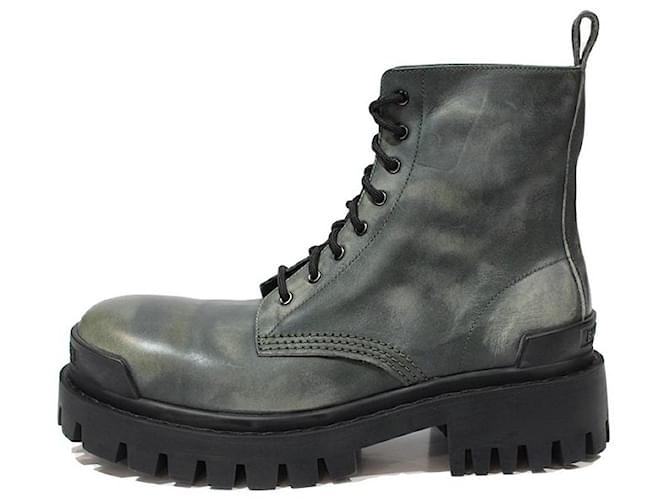 Balenciaga Ankle Boots Green Leather  ref.688394