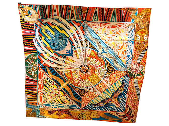 Hermès Mantón de hermes 140 KAWA ORA Multicolor Cachemira  ref.688395