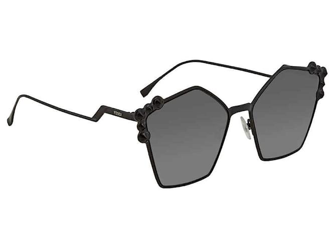 Fendi Pentagon Black Studded Sunglasses Metal  ref.688655